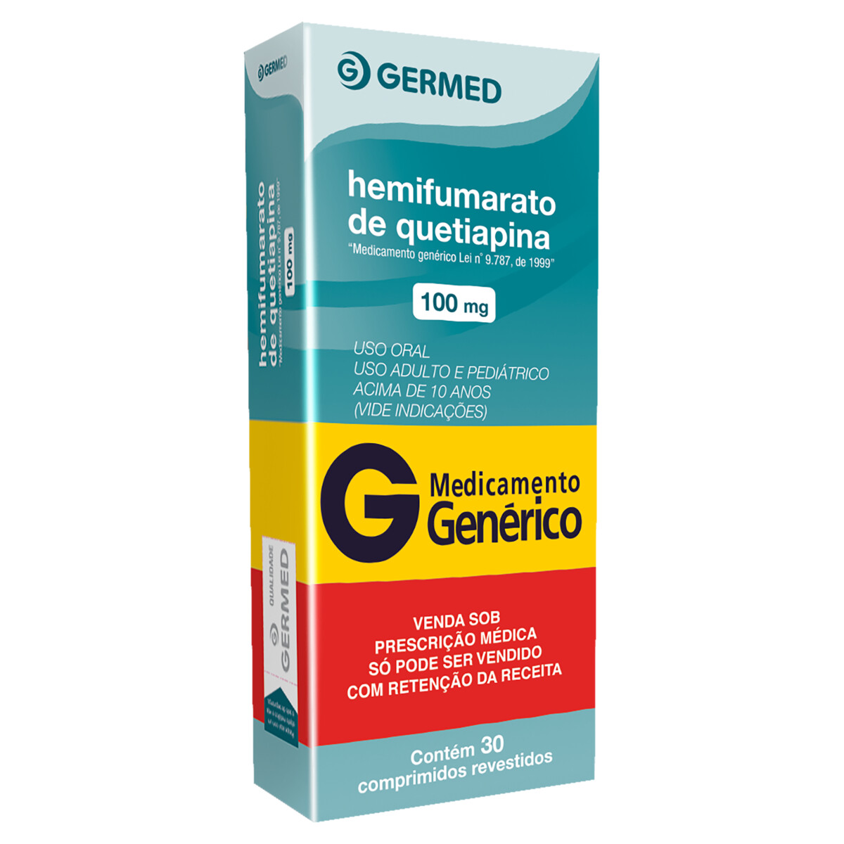 HEMIFUMARATO DE QUETIAPINA 100MG GERMED CAIXA 30 COMPRIMIDOS REVESTIDOS