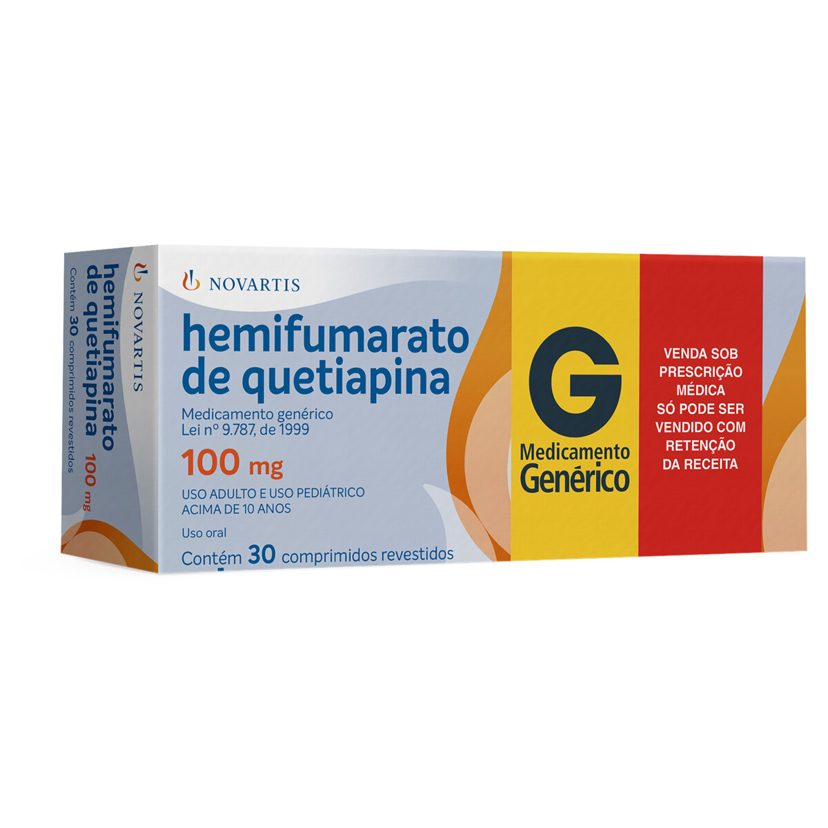 HEMIFUMARATO DE QUETIAPINA 100MG NOVARTIS CAIXA 30 COMPRIMIDOS